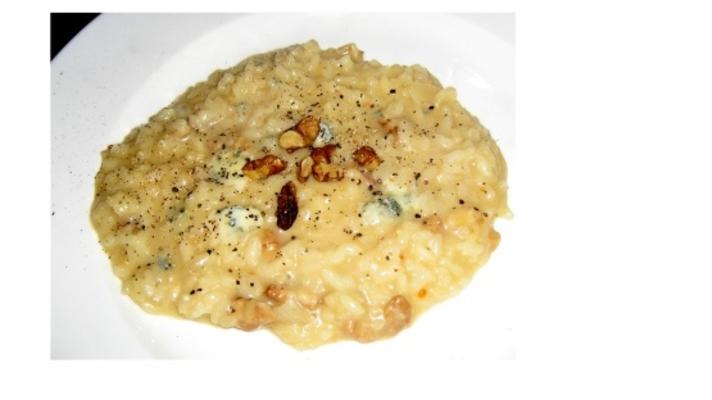 risotto met gorgonzola en geroosterde walnoten