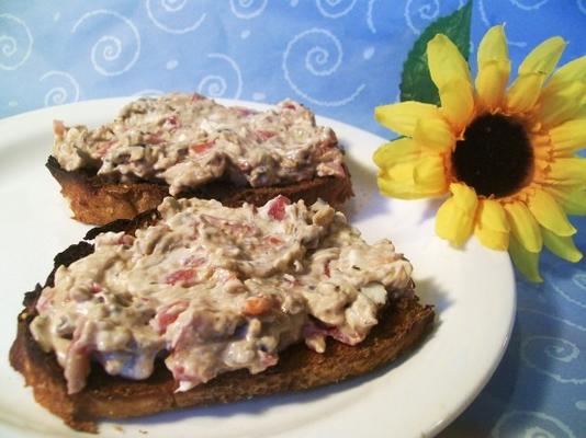 gekruide roomkaas bruschetta op stokbroodtoosts