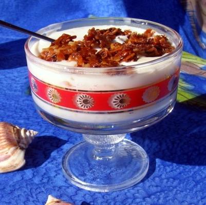 rijstblanchagne (pudding) met gekarameliseerde kokosnoot