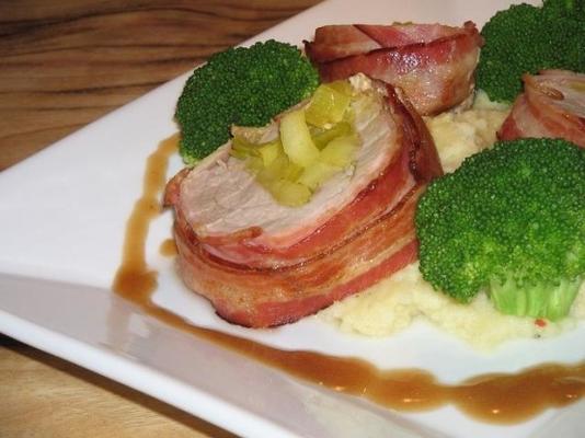 varkenslende met appels en pancetta