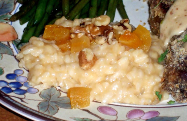 risotto van kip en kaas met gekarameliseerde abrikozen