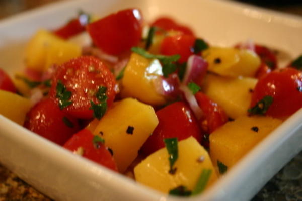 salade van mango en rode ui