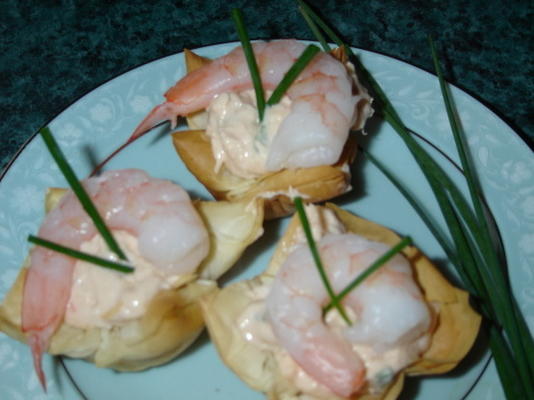 krab en garnaal phyllo-tartlets