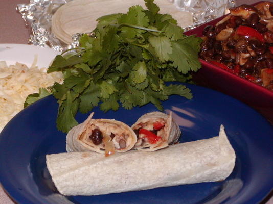 champignon en zwarte bonen burrito's