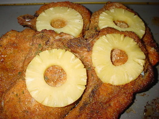 in de oven gebakken ananas varkenskoteletten