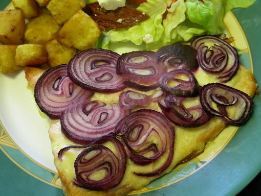 gemakkelijke, heerlijke zalm gegarneerd met sjalot of ui