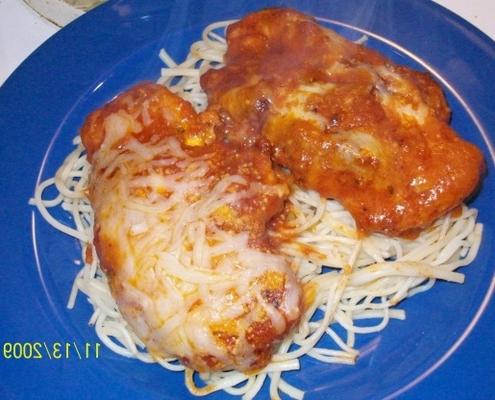 Kipparmezaan van 20 minuten met spaghetti