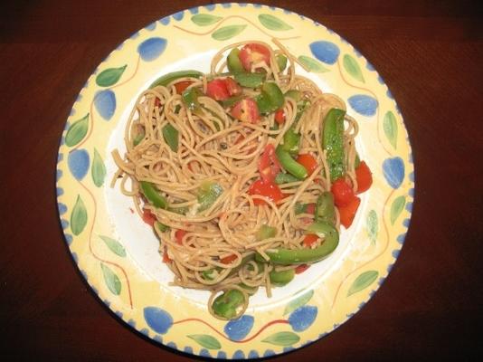 tomaat en paprika spaghetti