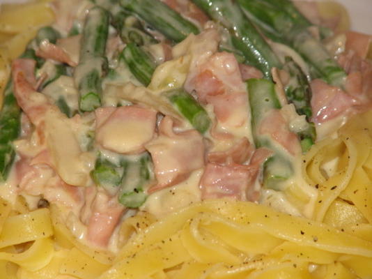 linguini met prosciutto en asperges