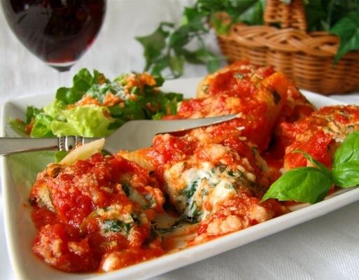 spinazie gevuld pasta schelpen