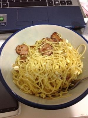 pasta met knoflook en eieren