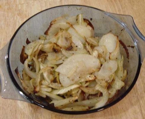 gebakken venkel en aardappelen