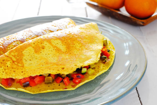 veganistisch geroosterde groente omelet