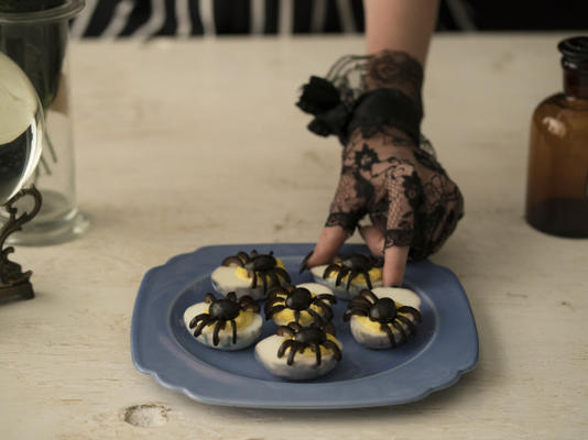 Spiderweb deviled eggs