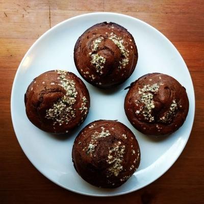 veganistische chocolade notenkaramel muffins