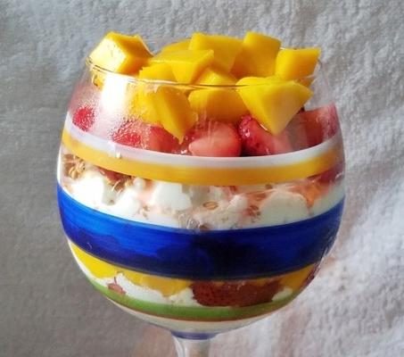 cottage cheese mango strawberry salad met lijnzaad