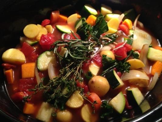 herfstoogst minestrone met beenbouillon (veganistische optie beschikbaar