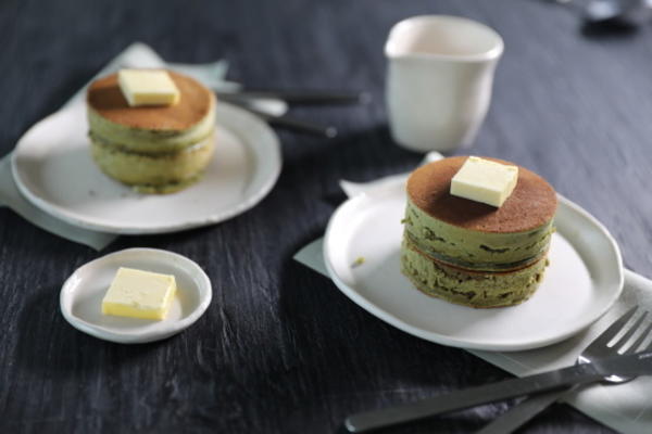 zachte matcha hotcakes