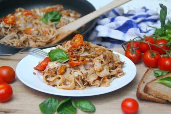 nul calorie gebakken pasta bolognese