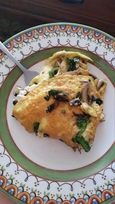 spinazie, champignons, geitenkaas en omelet