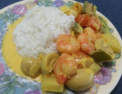 Thaise stijl tijger garnalen curry