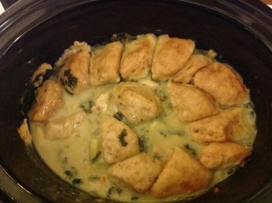 8 plantaardige kip en dumplings, slowcooked