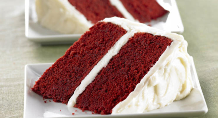 rood fluwelen cake met vanille roomkaas glazuur