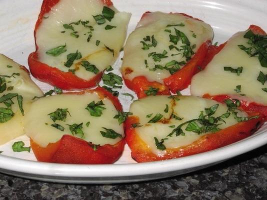 met kaas gevulde geroosterde rode paprika's