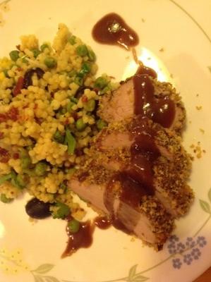 korst varkenshaas met frambozen balsamico azijn saus