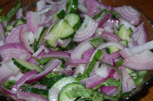Peruviaanse salade van rode ui