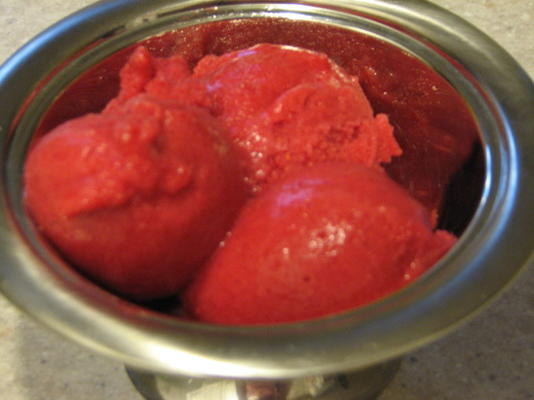 weelderige robijnrode frambozensorbet