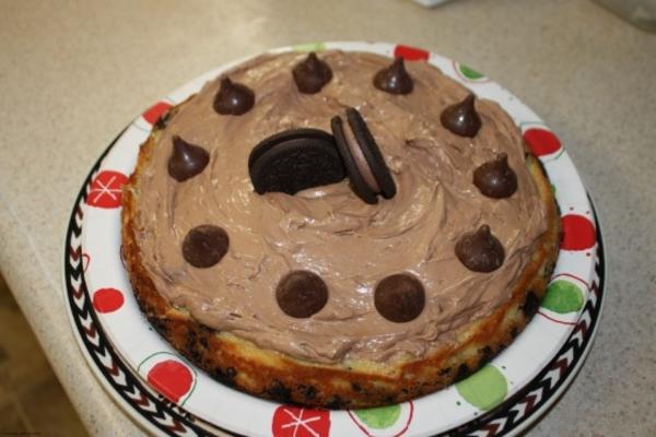 vanille-cheesecake met chocolademousse-topping