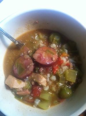 lagere carb andouille worst en okra gumbo