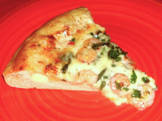 zesty garnalen Alfredo pizza