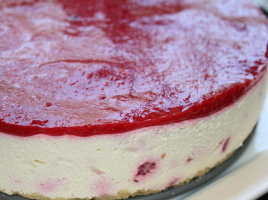 niet-gebakken frambozen cheescake (kan glutenvrij zijn)