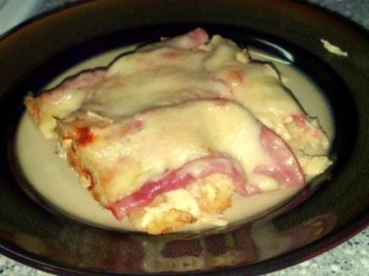 diepe schotel traditionele kip cordon bleu halve maan braadpan