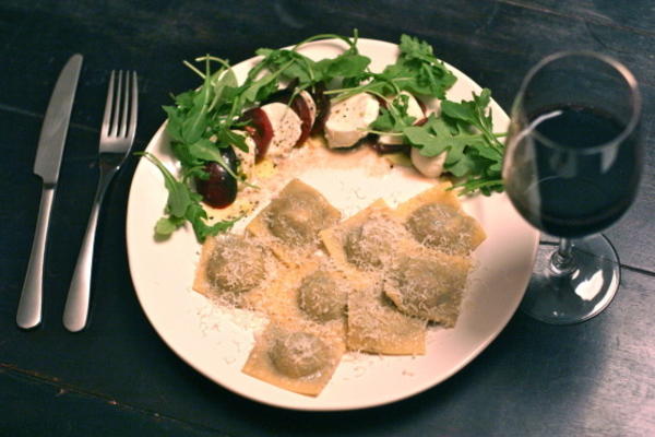 radicchio, walnoten en ricotta ravioli