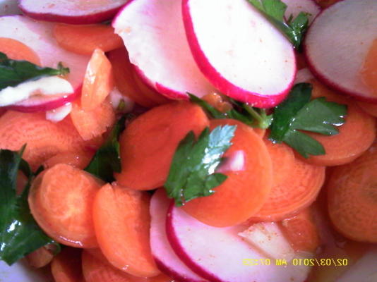 wortel radijs salade met dressing