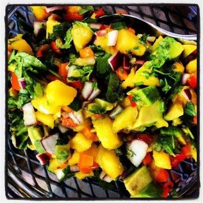 technicolor mango en avocado salsa