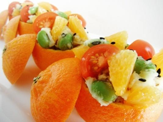 cutie oranje beker aardappelsalade