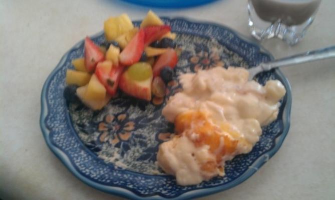 afterparty fruitsalade en mac en kaas