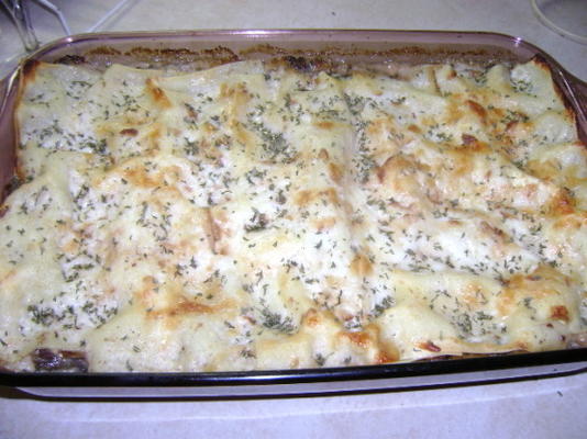 champignon en gerookte mozzarella lasagne