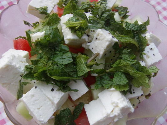 watermeloen komkommer salade