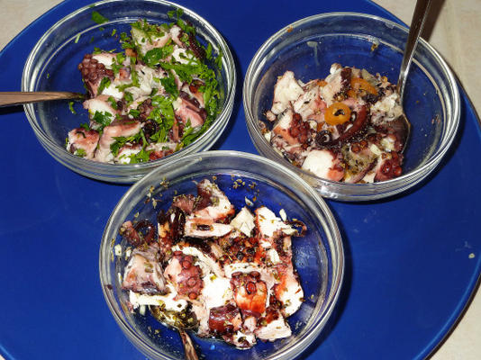 3 vriendelijke gegrilde octopus