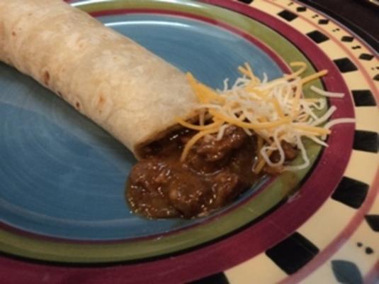 overgebleven steak groen chili burros slowcooker