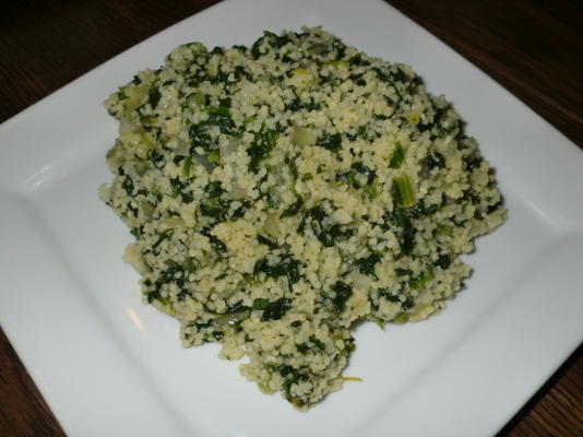 pittige spinazie en ui couscous