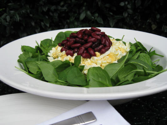 spinazie en rode bonen salade