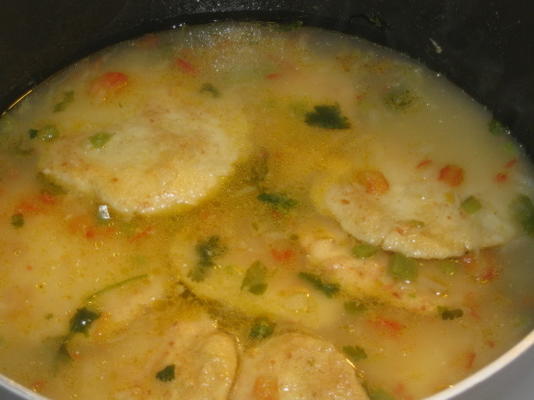 sopa de capirotadas hondurenas (soep met kaas en havermoutkoekjes)
