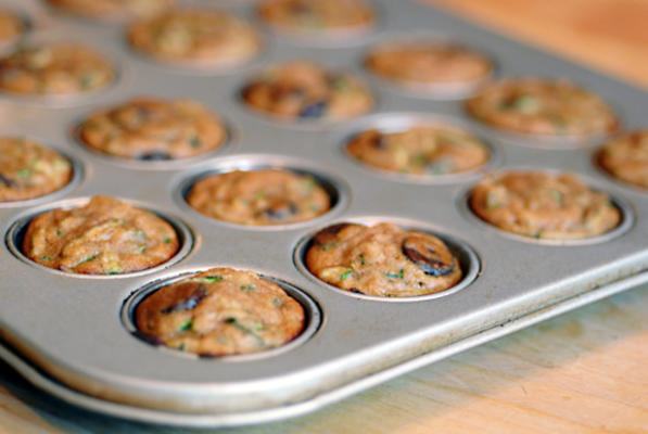 Mini-muffins van zucchini-chocoladeschilfers (glutenvrij)