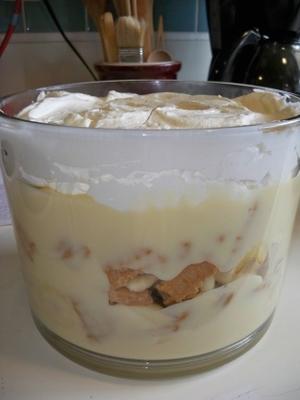 Notenboter banaan pudding trifle (geen snelkoppeling!)